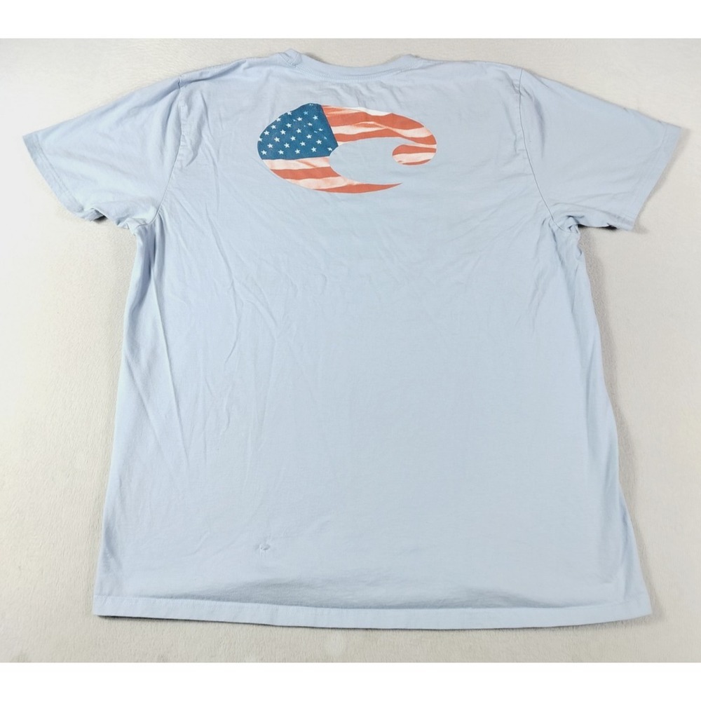 Costa Del Mar Shirt Mens 2XL Blue American Flag C Logo Graphic USA Tee Patriotic